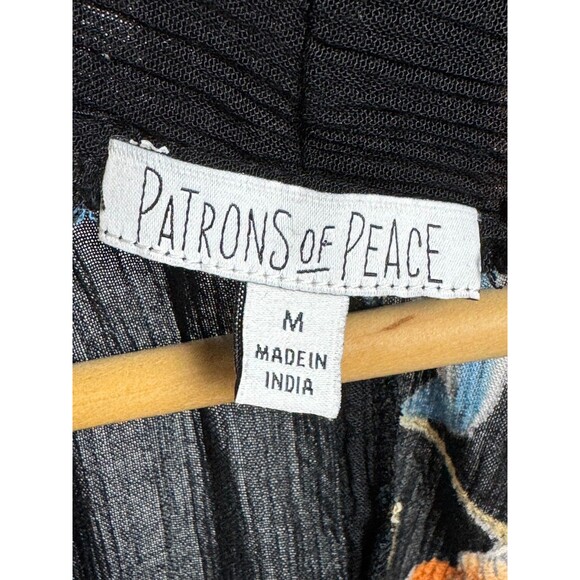 Patrons of Peace Kimono Cardigan Duster Medium Black Floral Boho Lightweight - Picture 5 of 13